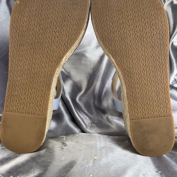 Michael Kors Laney Wedges Size 9 Leather Thong Espadrille Sandals Powder Blue💙 - Picture 17 of 17